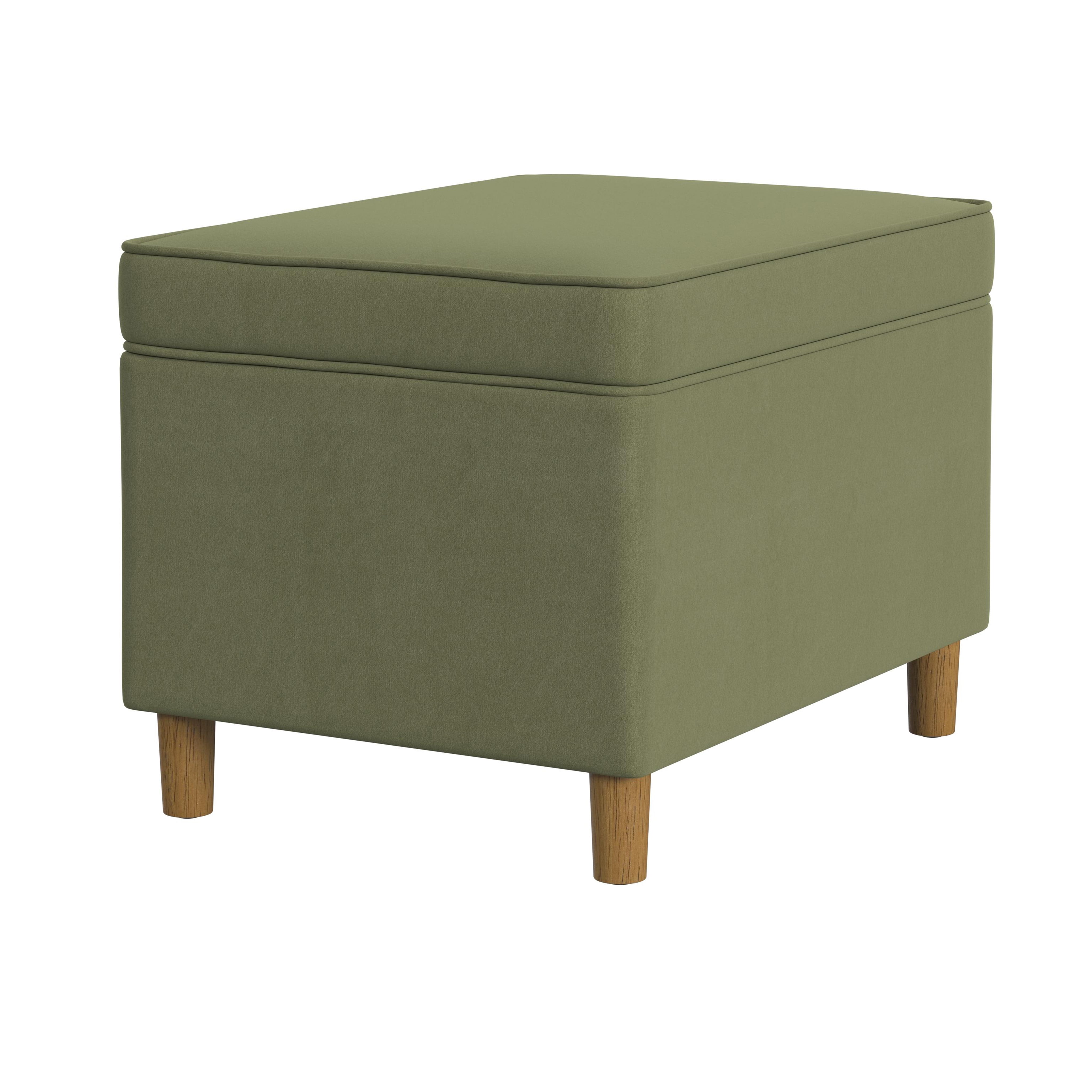 HomePop Dinah Storage Ottoman, Light Sage Green Velvet