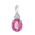 thumbnail image 2 of Mauli Jewels Engagement Necklace for Women 4.50 Carat Oval Shaped Pink Topaz and Diamond Pendant 4-prong 10K White Gold|Silver Chain, 2 of 4
