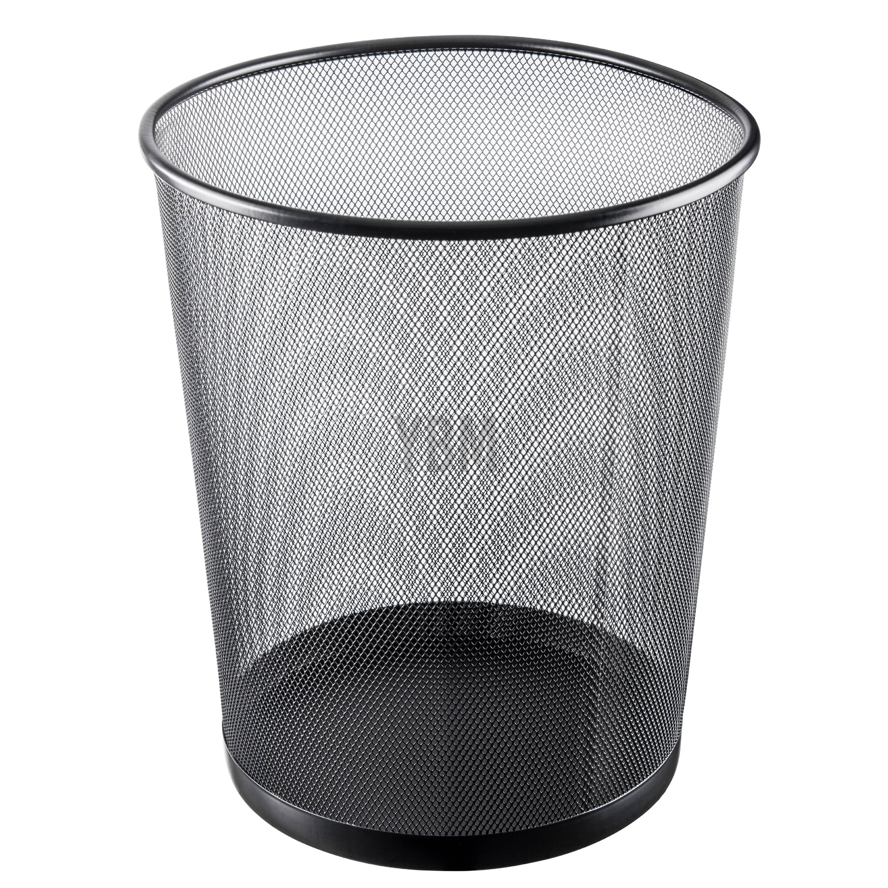 YBM Home Black Steel Mesh Round Open Top Waste Basket Wire Bin Trash