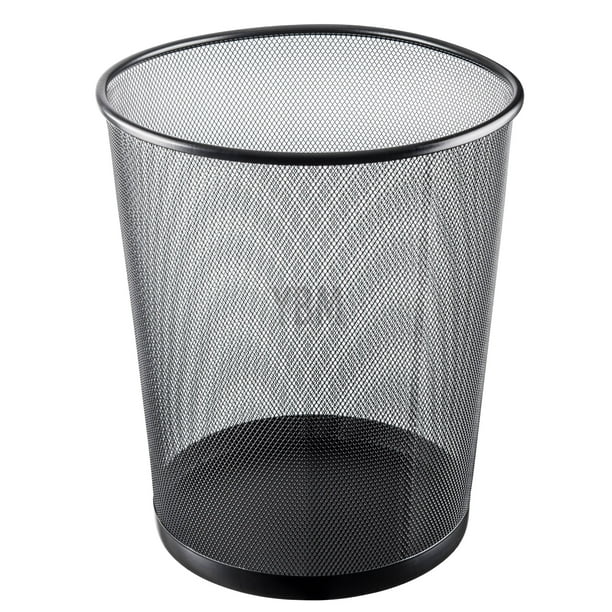 Ybm Home Black Steel Mesh Round Open Top Waste Basket Wire Bin Trash