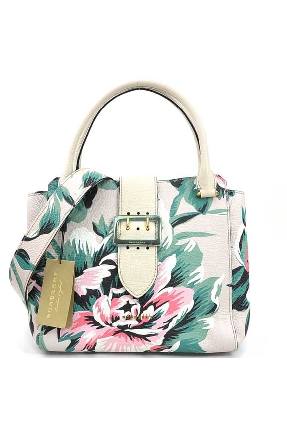 Pre-Owned Burberry handbag shoulder bag, leather, light beige x multicolor, women's,... (Good)