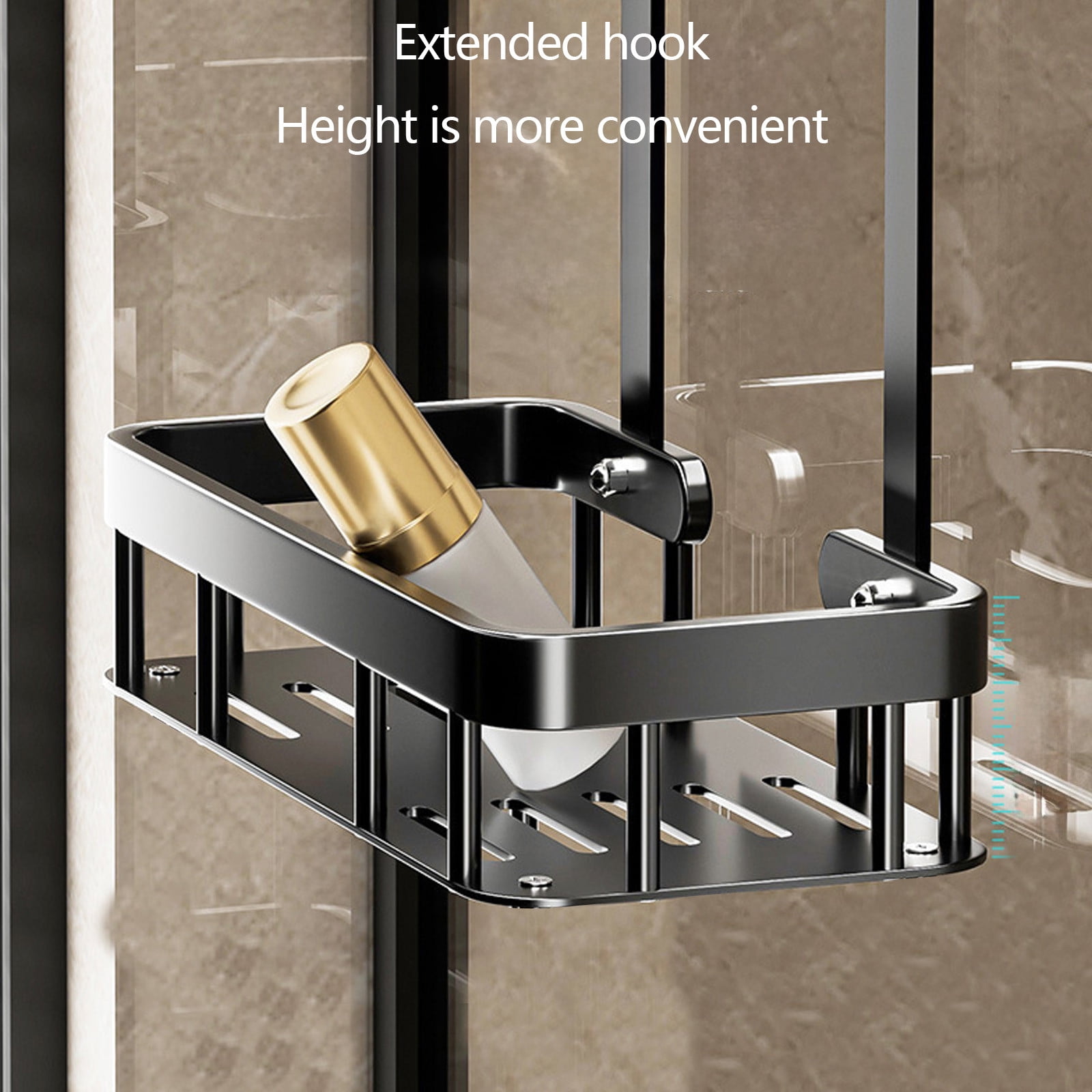 Qiopertar 2-Tier Over Door Shower Caddy, Large Capacity Hanging Organizer with Soap Tray Hooks, Rustproof Metal Bathroom Storage Rack for Shower Door Wall No Drilling, Black