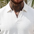 thumbnail image 4 of KIHOUT Men's Jacquard Textured Knit Polo Shirt, Retro Open Collar Short Sleeve Casual Fashion Top for Everyday Wear, 4 of 6