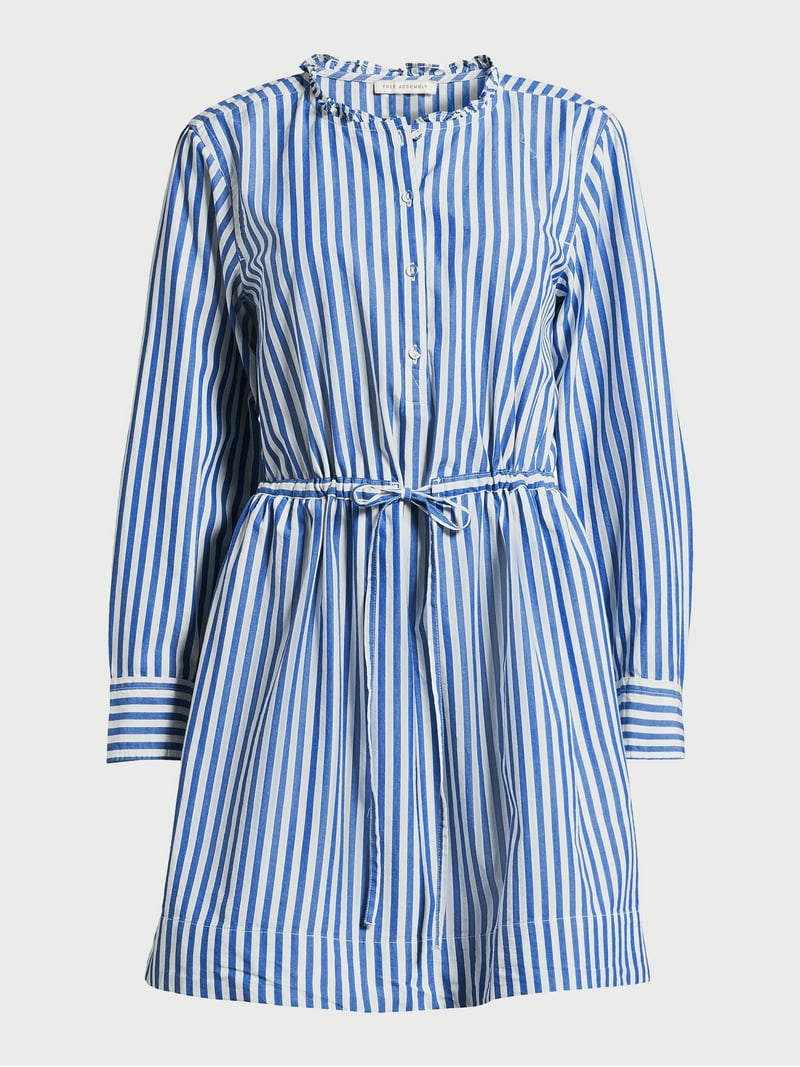 Free Assembly Women's Striped Ruffle Neck Mini Dress, Sizes XS-XXL -  Walmart.com