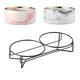thumbnail image 3 of Cuenco de cerámica para gatos, comedero doble de mármol para perros y cachorros con soporte elevado, accesorios antideslizantes para comida y agua, productos n.° P021, 3 of 5