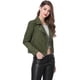 thumbnail image 4 of Chaquecorde mujer Soft Moto Zip Up Pockets Chaquetas de motociclisde gamusintétiVerde oliS, 4 of 6