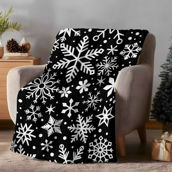 Throw Blanket Fleece Throw Blanket 40x50in, Abstract Winter Snowflake Soft Lightweight Bed Blankets Retro Geometric Art Fuzzy Couch Blankets for All Season