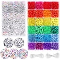 thumbnail image 1 of 4000pcs Pony Beads Kit, Including 2400pcs Rainbow Pony Beads And 1600pcs Letter Beads, 24 Colors 4 Styles Kandi Beads For Bracelets Jewelry Making Wit, 1 of 5