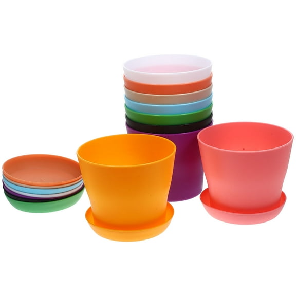 Moluckfu 9 Sets Orchid Pots Assorted Color Round Plastic Planters with Saucers for Indoor Environment