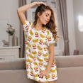 thumbnail image 3 of Honeii Hot Dog Print Women's Loose Short Sleeve Nightgown, Soft Cotton Sleepwear, Comfy Loose Fit Pajama Dress for Sleep and Lounge, 3 of 6