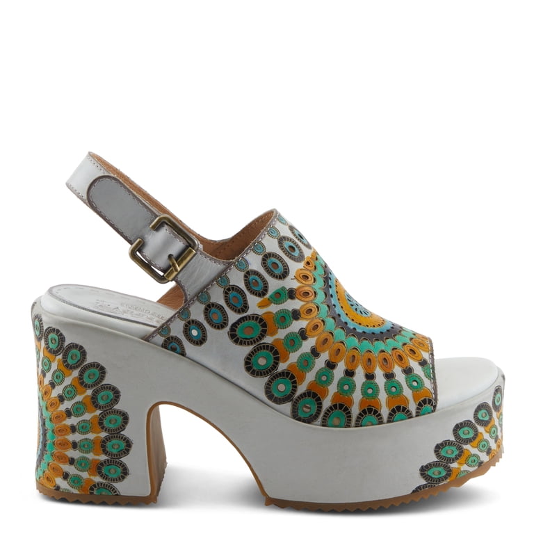 L'Artiste Stevienix Hand-Painted Leather Platform Sandal with