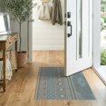 thumbnail image 2 of ODIKA 2'x3' Blue Beige Geometric Ocean Smoke Washable Accent Rug Intricate Pattern with Modern Flair for Bedroom, Nursery, RV, Pet Friendly, Bedside Mat, 2 of 7