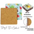 thumbnail image 4 of Inkdotpot Set of 6 Drink Coasters Easy Clean 4-Zoll SquareCoastersCork Base-Reusable- Summer, 4 of 8
