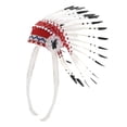 thumbnail image 1 of Tocado indio nativo americano ajustable para fiestas temáticas, para hombres y mujeres Blanco, 1 of 8