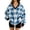 Blue, variant on Womens Fuzzy Sweater Plaid Sherpa Fleece Pullover Sweaters Long Sleeve Oversized V Neck Fall Winter Sweatshirt with Pockets XL