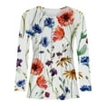 thumbnail image 3 of Women's Tunic Tops for Leggings Long Sleeve Floral Summer Tops Loose Fit Henley Neck Pleated Tunics Casual Elegant Printed Longline Blouses Ladies Classy Work Shirts S-XXL, 3 of 4