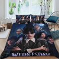 thumbnail image 2 of Miércoles Addams Conjunto de sábanas temático, trío de piezas, cómodo y amigable con la piel, diseño único, regalo de decoración para el hogar para familiares, amigos y fans,135cm *200cm, 2 of 6