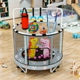 thumbnail image 3 of MOOSENG Round Kids Trampoline, Bouncing Trampoline with Safety Enclosure Net, Adjustable Height Handrail, 500lbs Capacity, Designs for Boys & Girls, 7-in-1, 55” (Blue Football), 3 of 10