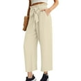 thumbnail image 2 of Kaemgyyd Wide Leg Pants Woman Tie Knot Paperbag Dress Pants Fashion High Waisted Work Slacks Cropped Trousers with Pockets, 2 of 7