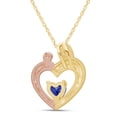 thumbnail image 4 of AFFY Mother's Day Jewelry Gift Heart Cut Simulated Blue Sapphire Two Tone Mom Pendant Necklace In 14k Yellow Gold Over Sterling Silver, 4 of 7