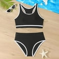 thumbnail image 5 of Hessimy Girls Swimsuit 2-Piece Halter Tankini Set Beach Sport Bathing Suit UPF 50+ Swimwear（Black,9-10 Years), 5 of 8
