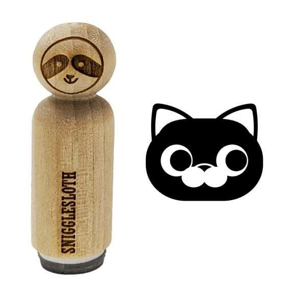 Round Cat Face Side Eye Rubber Stamp for Scrapbooking Crafting Stamping - Mini 1/2 Inch