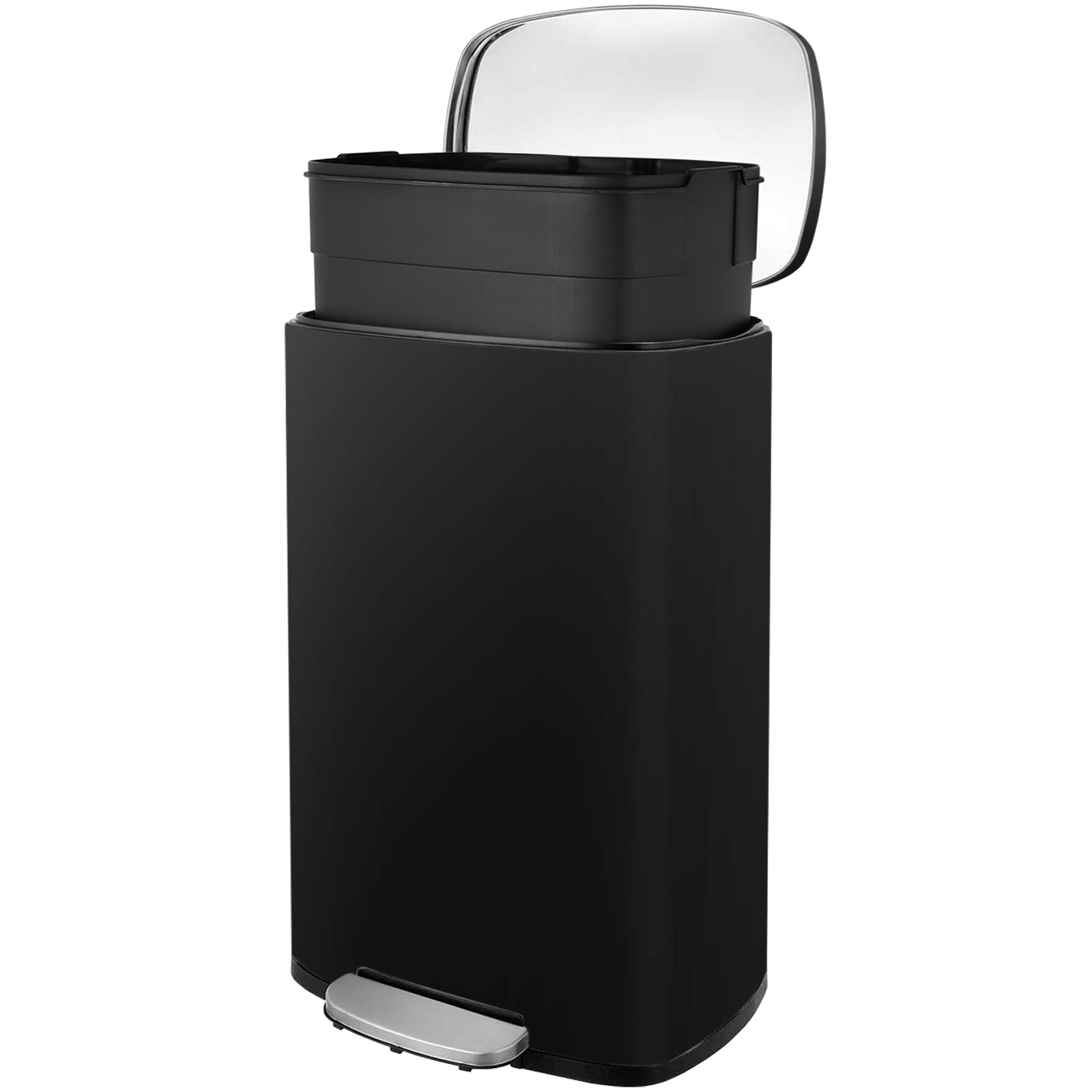 TLSUNNY 13.2 Gallon Kitchen Trash Can, Stainless Steel Step Bin with Pedal & Inner Bucket, Soft Close Lid, for Office, Home