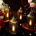 thumbnail image 2 of 24 Pcs Christmas mini Vintage LED Lantern for Centerpiece Wedding Decorative Lantern with Flickery Candle Battery Powered Festival Hanging Tealight Ramadan Halloween Party Decor(Gold), 2 of 6