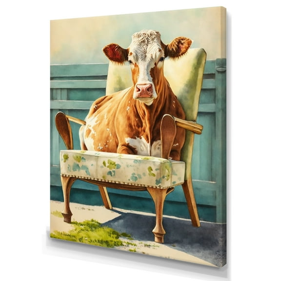 Designart Cow On A Chair II Canvas Wall Art