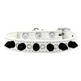 thumbnail image 3 of Mirage Pet Crystal and Black Spikes Dog Collar White Size 14, 3 of 6