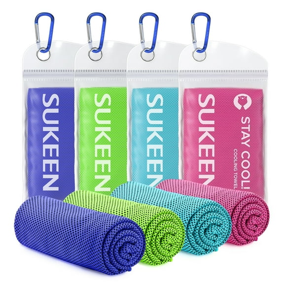 4 Pack Cooling Towel for Neck and Face Hot Weather Breathable Stay Cool Towels for Sport, Yoga, Gym, Camping, Running, Workout, Outdoor Activity, 40"x 12"