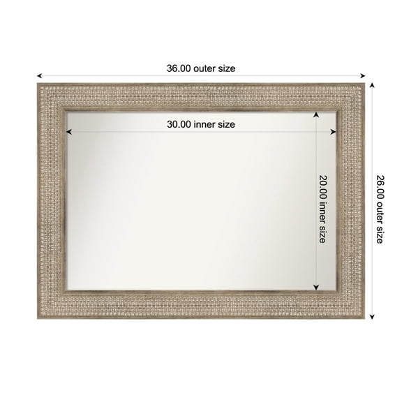 Amanti Art Custom Wall and Bathroom Mirror (26 x 36 in.), Trellis Silver Frame