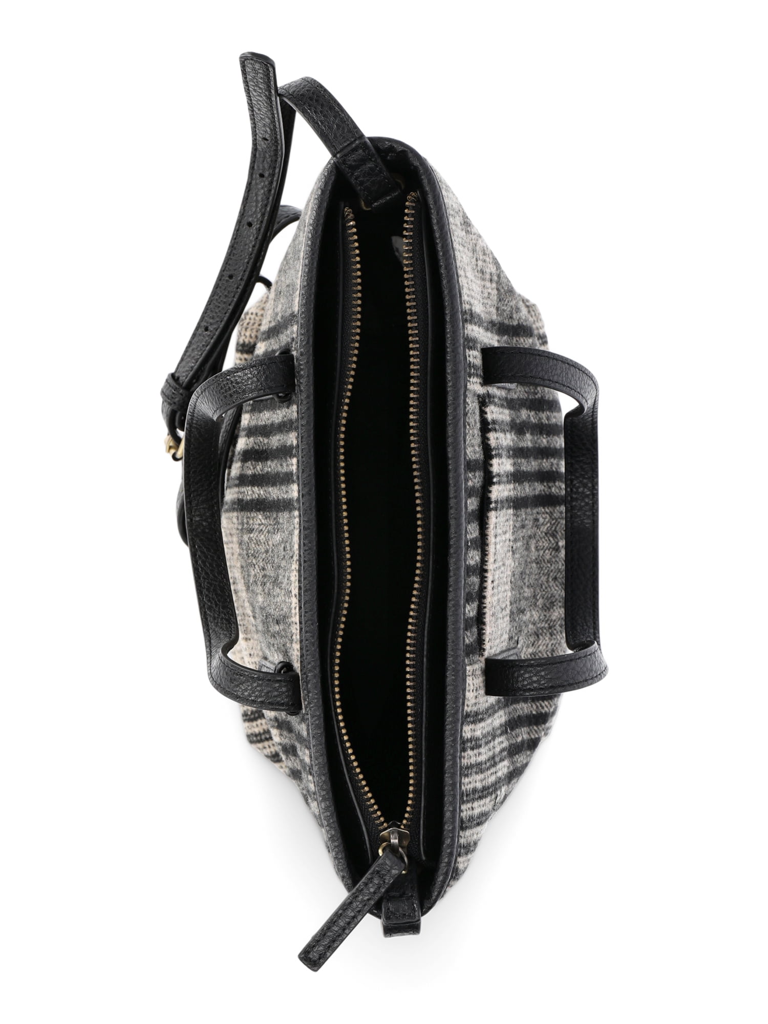 Time and Tru Women's Plaid Mini Tote Crossbody, Black