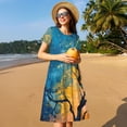 thumbnail image 4 of Disketp Abstract Night Sky Tree para Vestido de Manga Corta para Mujeres, Vestidos de Verano para Mujeres, Casual y Holgado para la Playa, 4 of 6