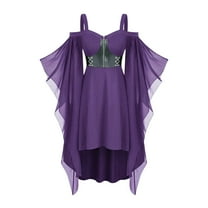 Hvyesh Halloween Costumes Women 2025 Off Shoulder Lace Bell Sleeve Gothic Dress Witch Medieval Steampunk Dress