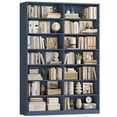 thumbnail image 2 of Hiphuta 84" Tall Double Wide 7-Tier Bookcase with 14 Cubes, Large Open Bookcase for Home Office and Living Room, Freestanding Display Book Shelves, Blue, 2 of 9