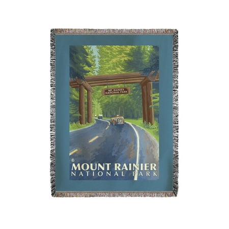 Mount Rainier, Washington - Nisqually Entrance - Lantern Press Artwork (60x80 Woven Chenille Yarn