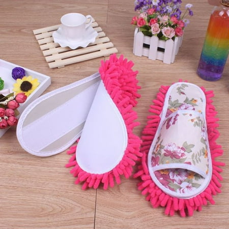 

Wovilon Women Dust Mop Slippers Socks Microfiber House Slippers Bedroom Shoes Hot