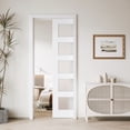 thumbnail image 3 of 32" X 96" Frosted Glass 5-Lite Sliding Pocket Door White Standard Door with Hardware Kit Set, 3 of 8
