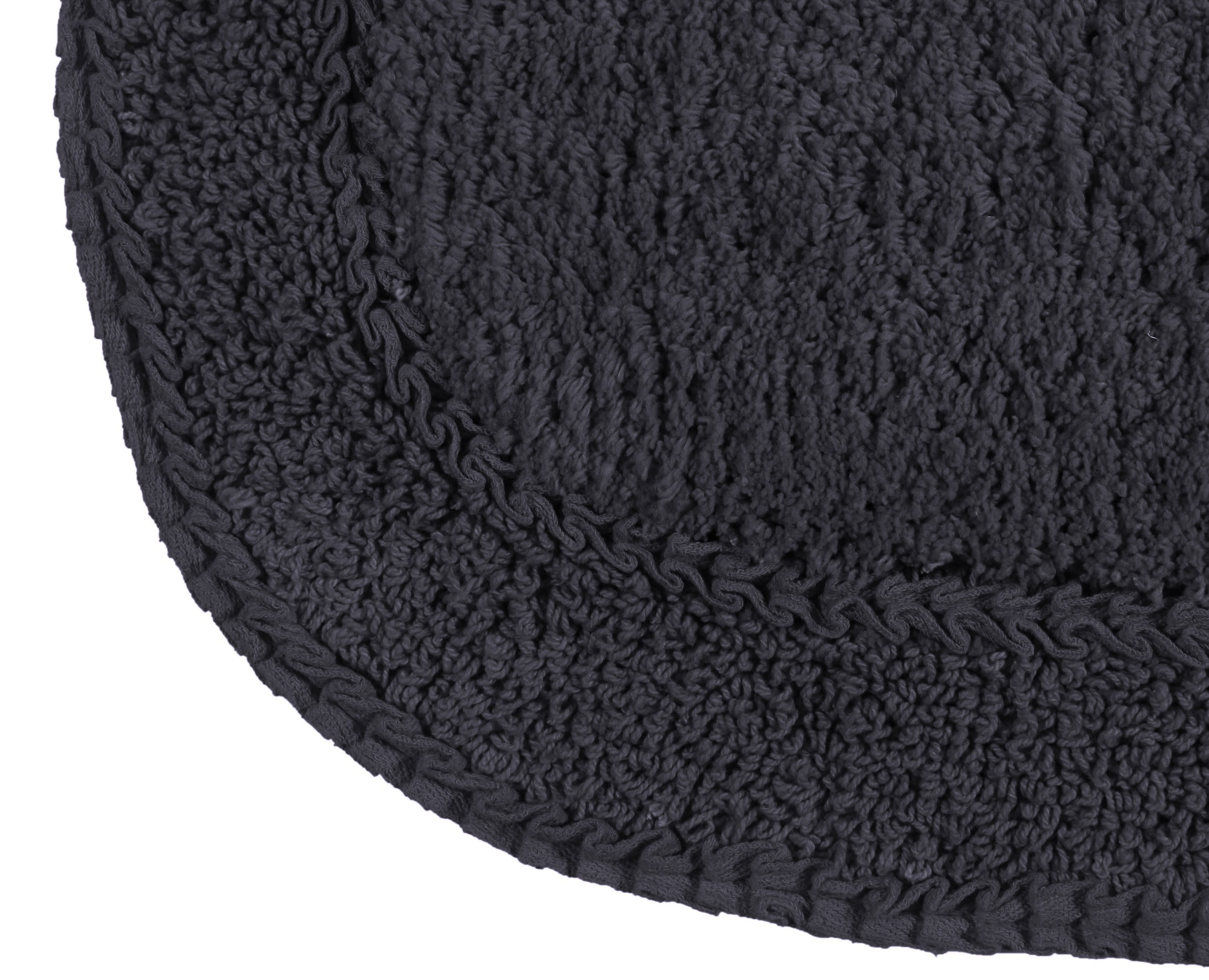 Home Weavers Double Ruffle Collection 100% Cotton Non-Slip Bathroom Rug Set Machine Washable Bathroom Rug-17"x24", Bath Rug- 21"x34", U Shaped Contour- 20"x20", Gray Color 3 Piece Bath Rug set