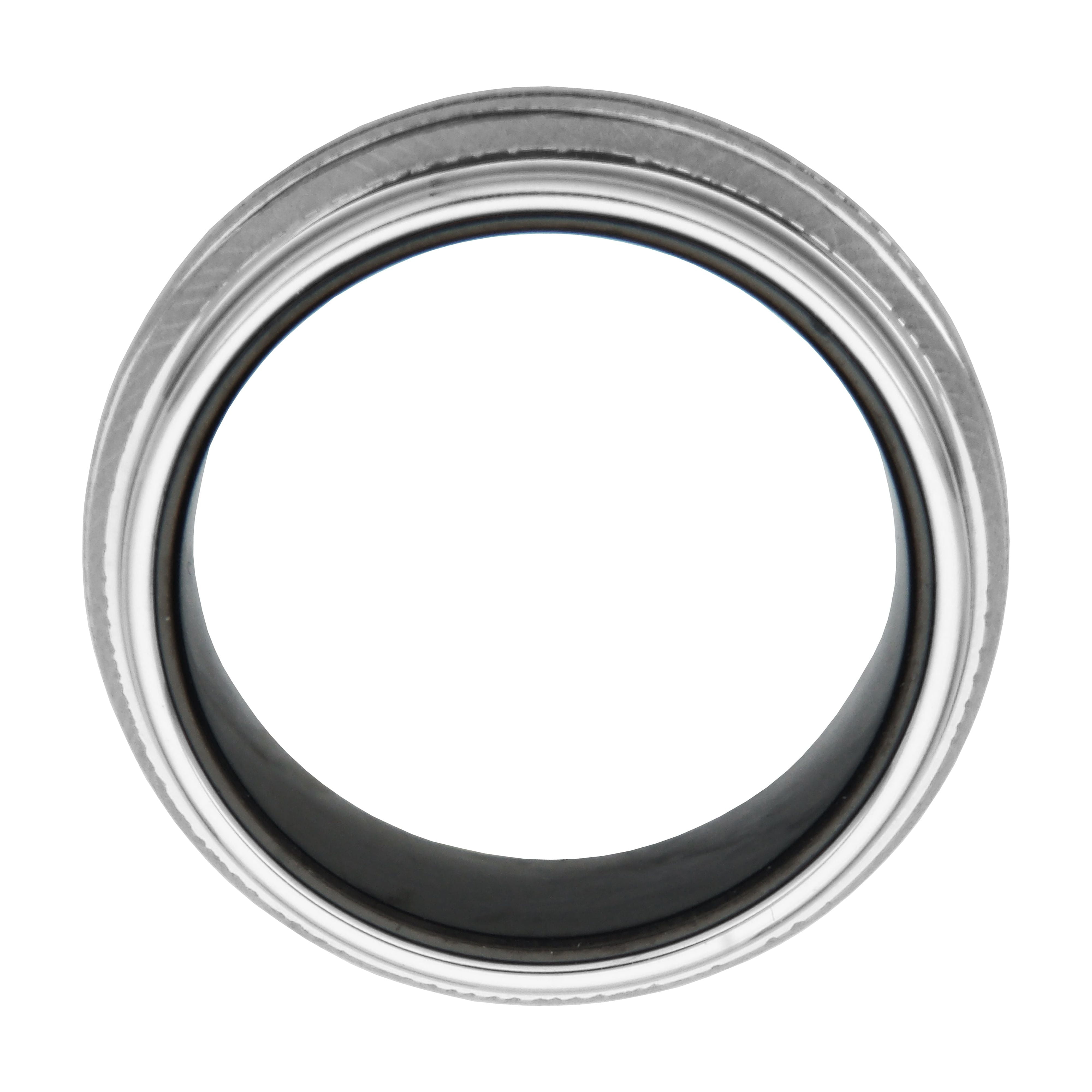Forever Facets White Sapphire Tungsten Grooved Comfort Fit Wedding Band, Size 8.5, Male