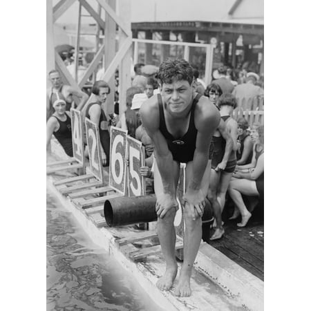 Johnny Weissmuller At Competitive Swimming Event In The 1920S. After ...