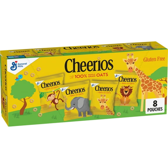 Cheerios Cereal, Made with 100% Whole Grain Oats, 8 Pouches, 7.33 oz