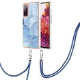 thumbnail image 2 of Case for Samsung Galaxy S20 FE, Adjustable Detachable Crossbody Strap Neck Strap Silicone Bumper Marble Painted TPU Ultra Thin Shockproof Protective Phone Case Cover for Galaxy S20 FE, Blue, 2 of 7