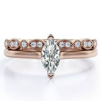 Wuziwen Halo Pear Shape Rings for Women Engagement Wedding Band Set Ring Jewelry