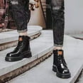 thumbnail image 4 of RotHome Men’s Platform Combat Boots Lace-up Chunky Lug Sole High Top Ankle Booties Non-Slip Round Toe Business Work Outdoor Casual Footwear, 4 of 4