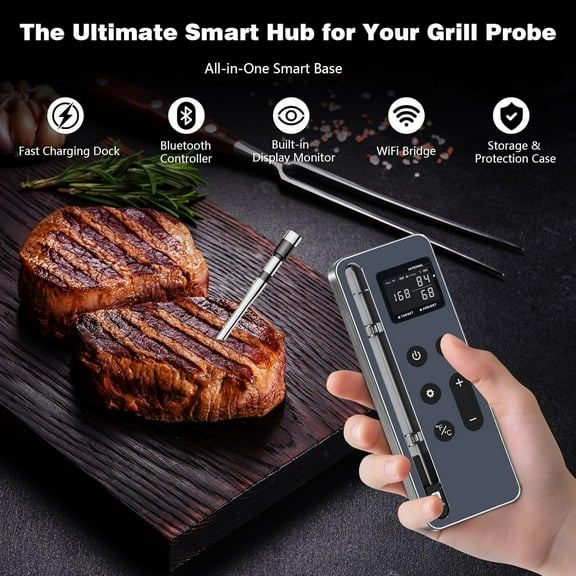 Bluetooth Meat Thermometer Digital – Wireless Smart Thermometer for Grilling, BBQ, Oven, Smoker & Kitchen