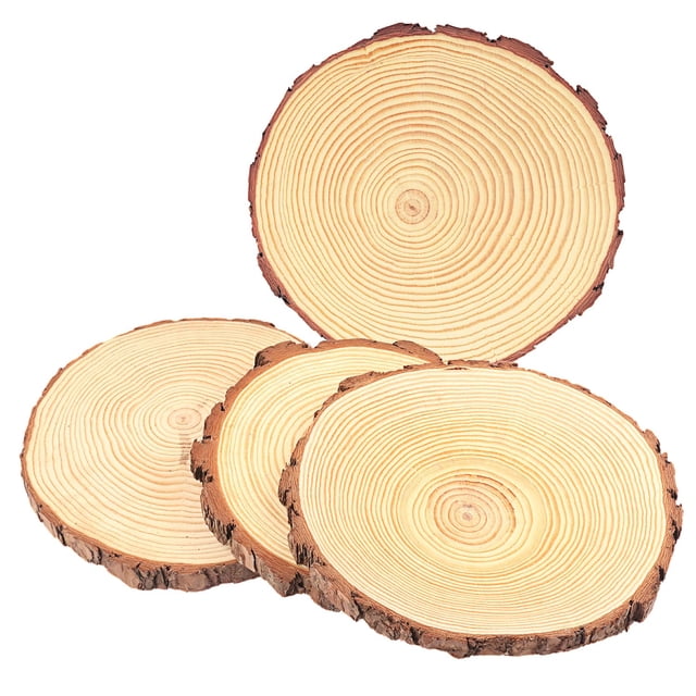 Rodajas de Madera de Pino Natural GNIEMCKIN 25-30 cm para Manualidades DIY, 4 piezas
