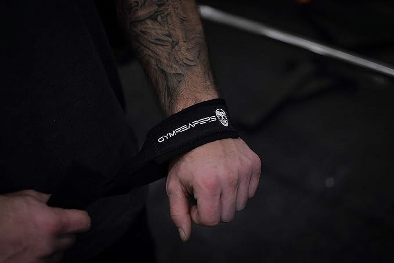 Gymreapers Lifting Wrist Straps for Weightlifting, Bodybuilding, Powerlifting, Strength Training, & Deadlifts - Padded Neoprene with 18 inch Cotton (Black)