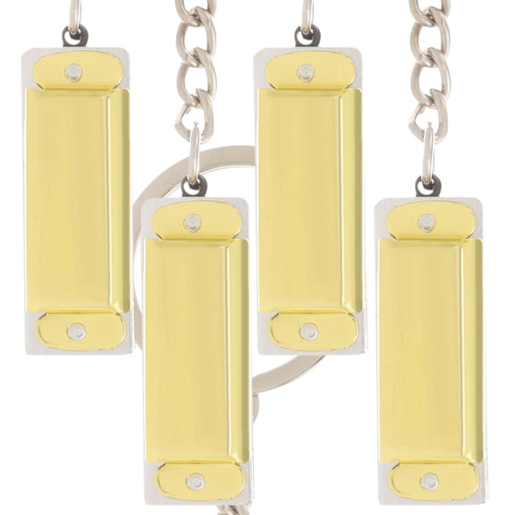 LOLIPPYY 4-Pack Golden Harmonica Keychain Pendants Metal Key Bag Charms with Fine Workmanship